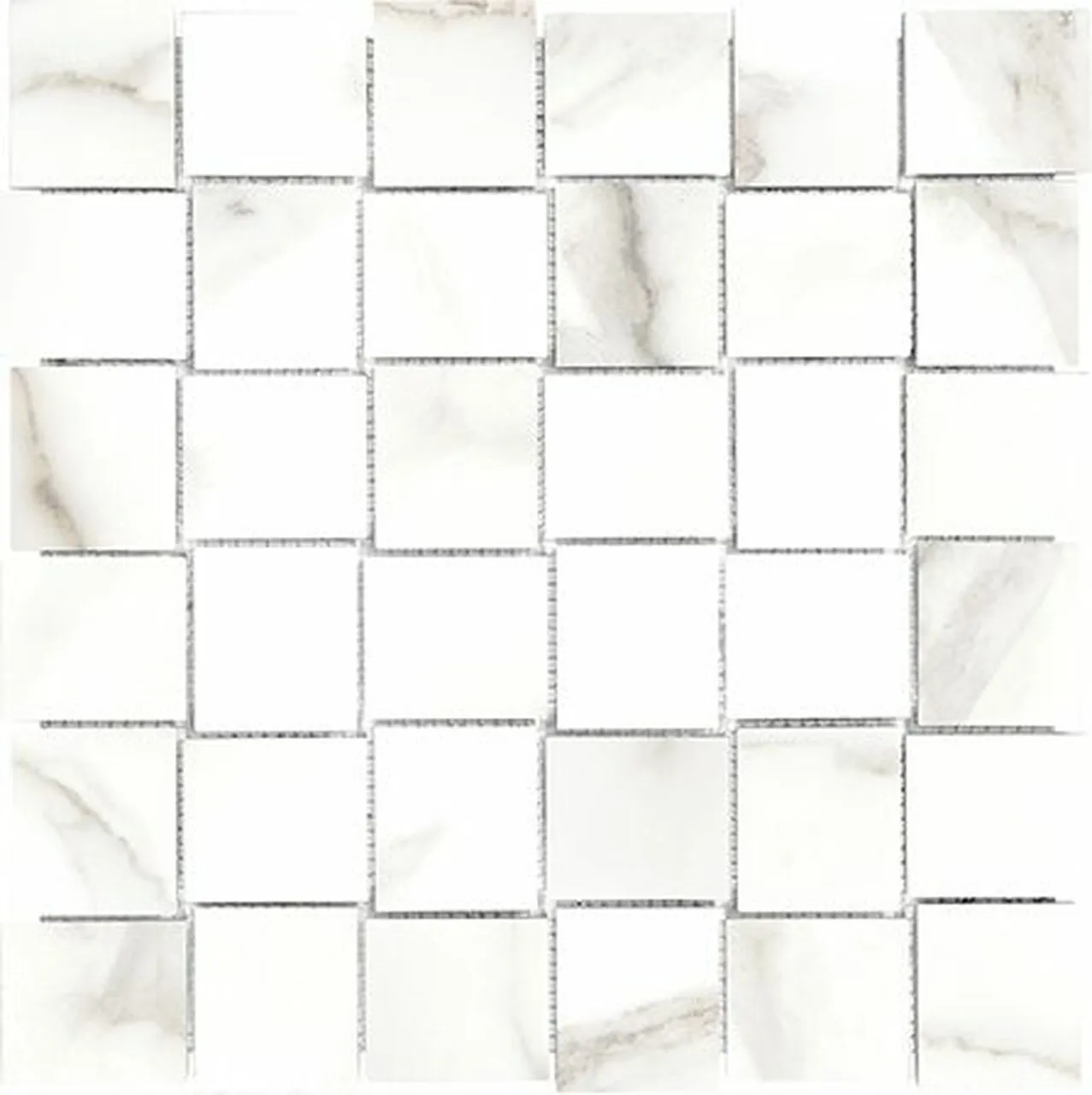 2 X 2 In Basketweave Mayfair Calacatta Polished Glazed Porcelain Mosaic