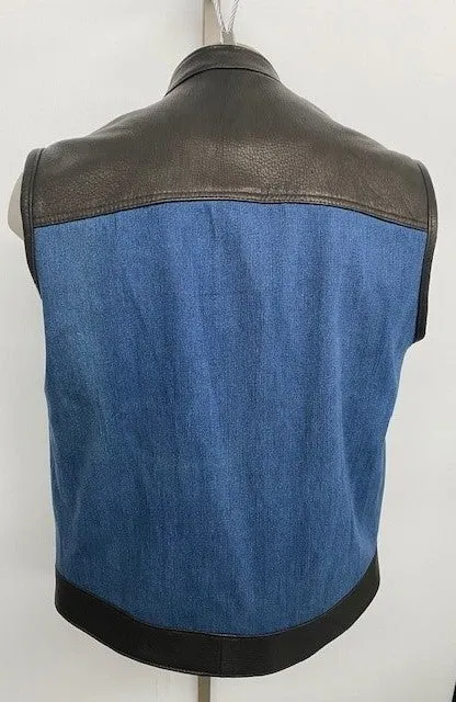 #3421X - Men's Leather & Denim Vest