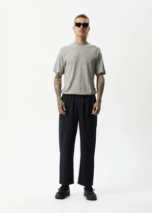 AFENDS Mens Cabal - Elastic Waist Relaxed Pants - Black