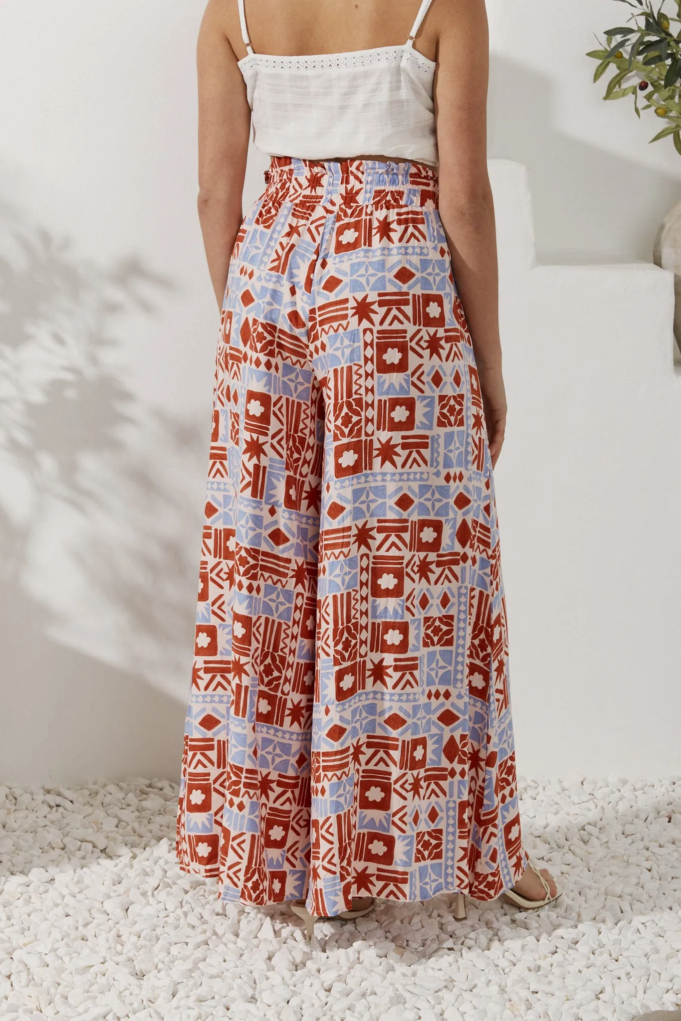 Ariadne Rust Abstract Wide Leg Pants