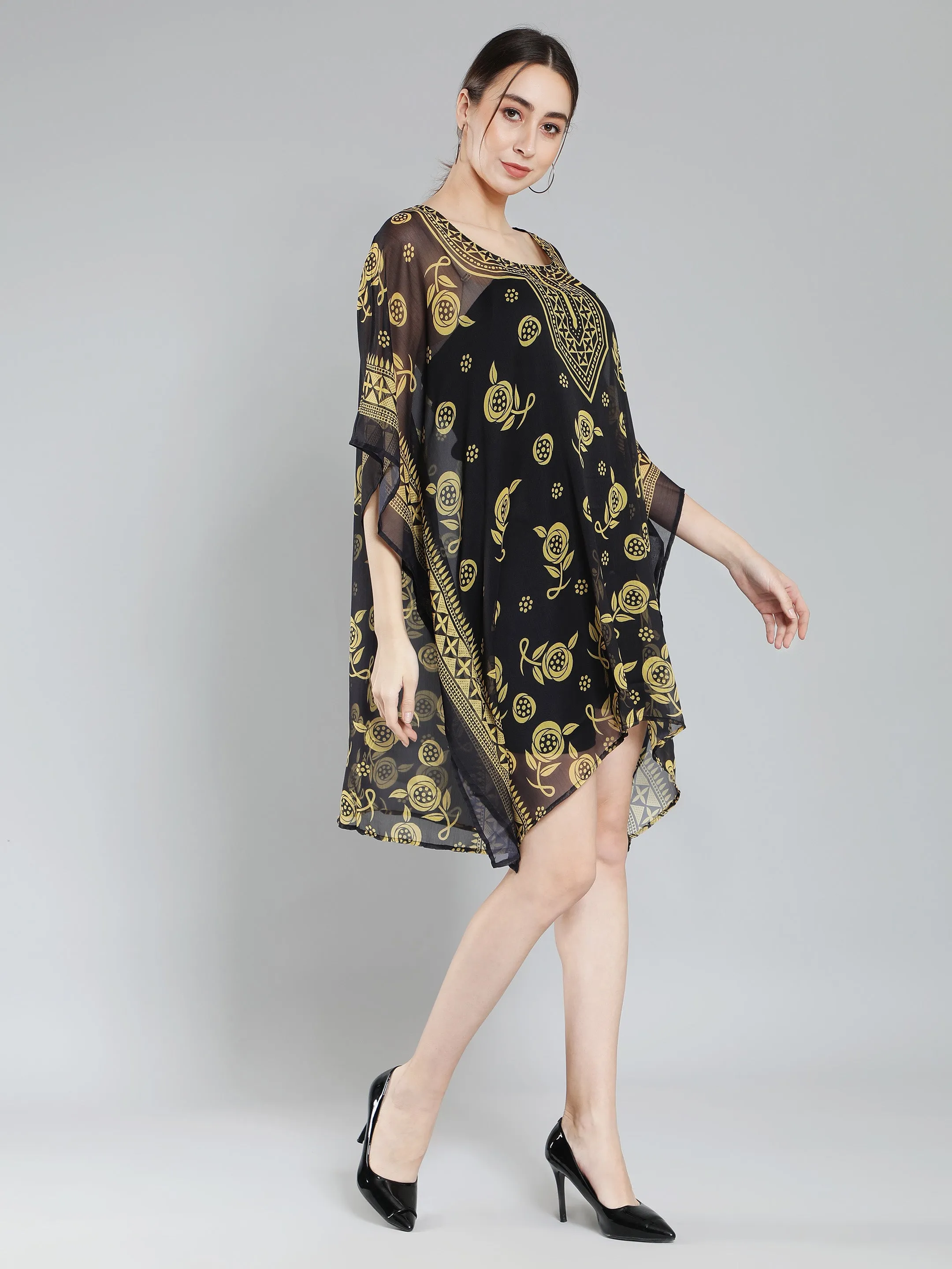 Black Midi Kaftan Dress