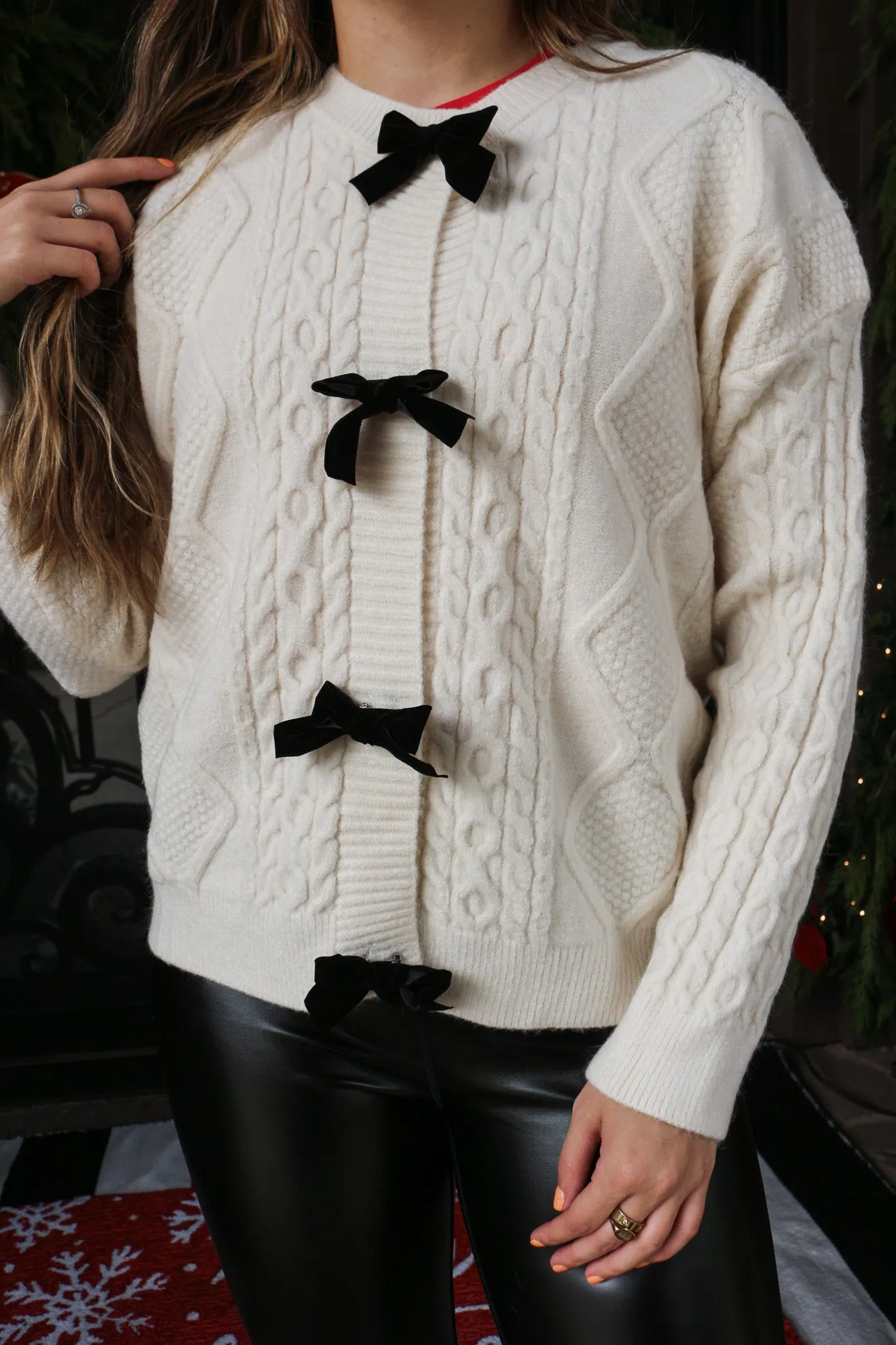 Bow-Tiful Moments Ivory Bow Sweater Cardigan