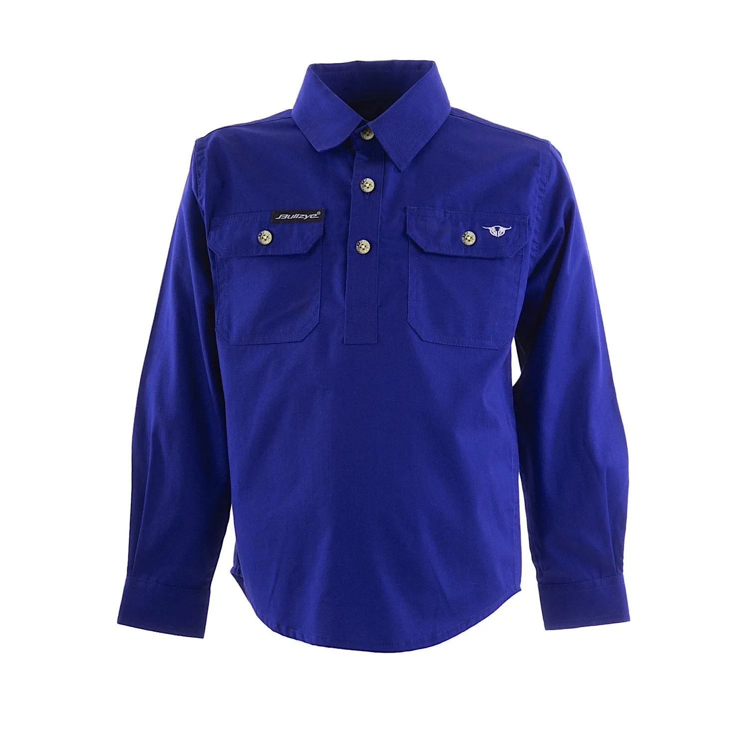 Bullzye Kid's Lightweight Half Placket Shirt Cobalt