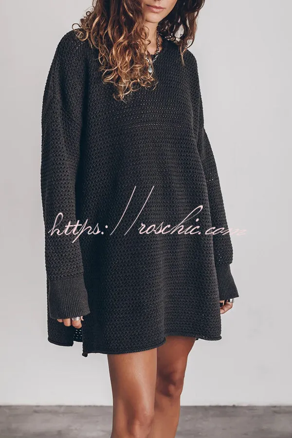 Cup of Cozy Knit Oversized Slit Side Sweater