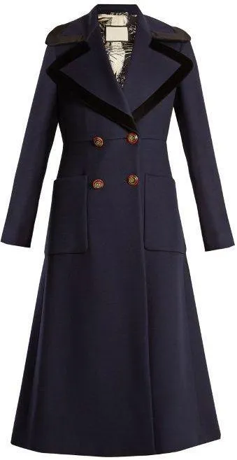 Double-Breasted Peak Lapel Wool Coat