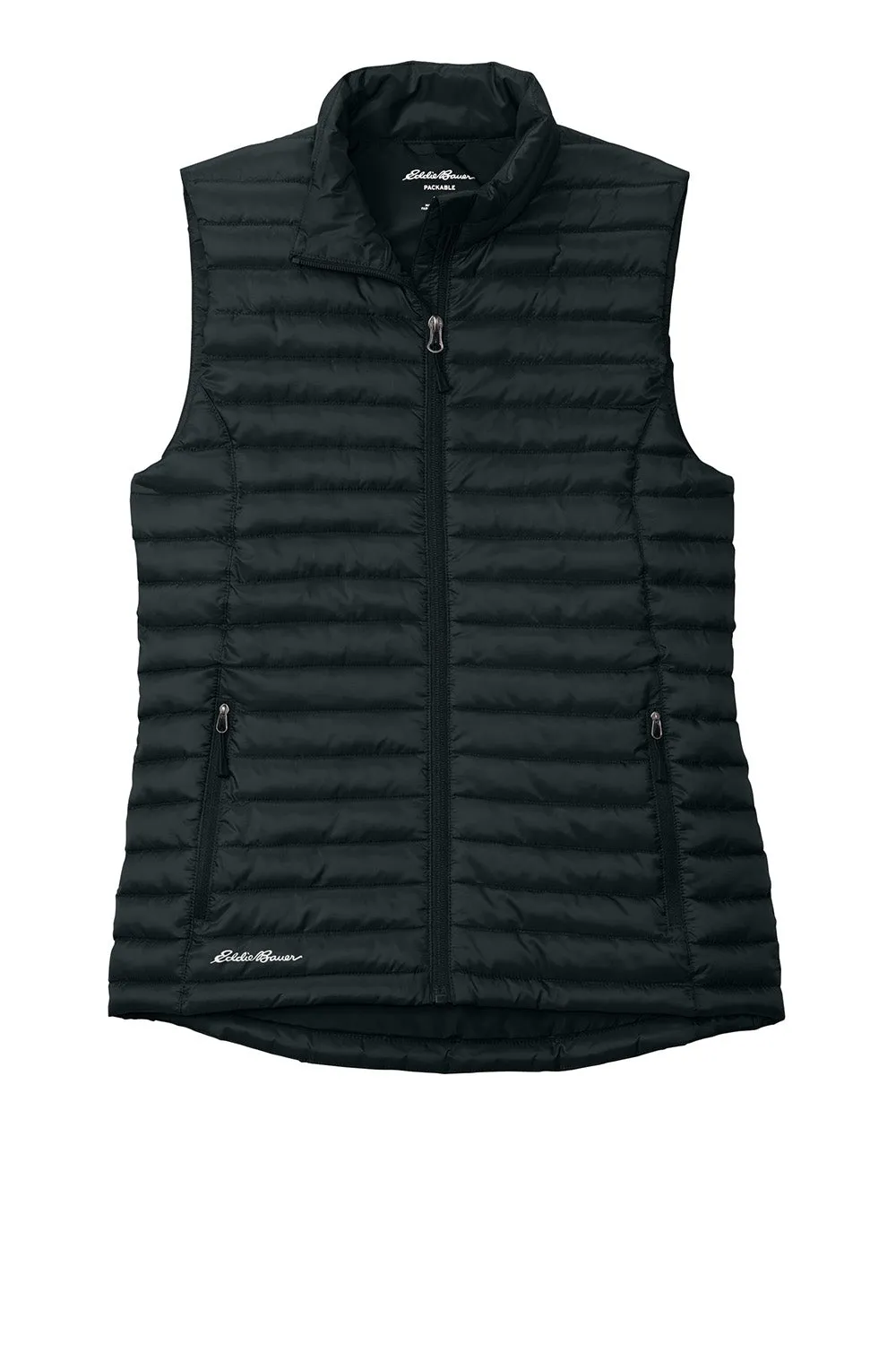 Eddie Bauer Womens Packable Quilted Water Resistant Full Zip Vest - Black