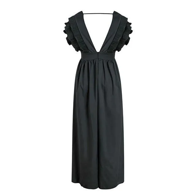 Elegant Angel Wings Ruffles Maxi Dress