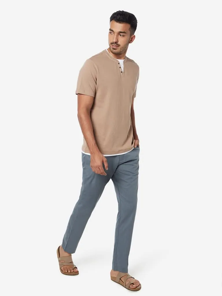 ETA Teal Slim-Fit Pure Cotton Chinos