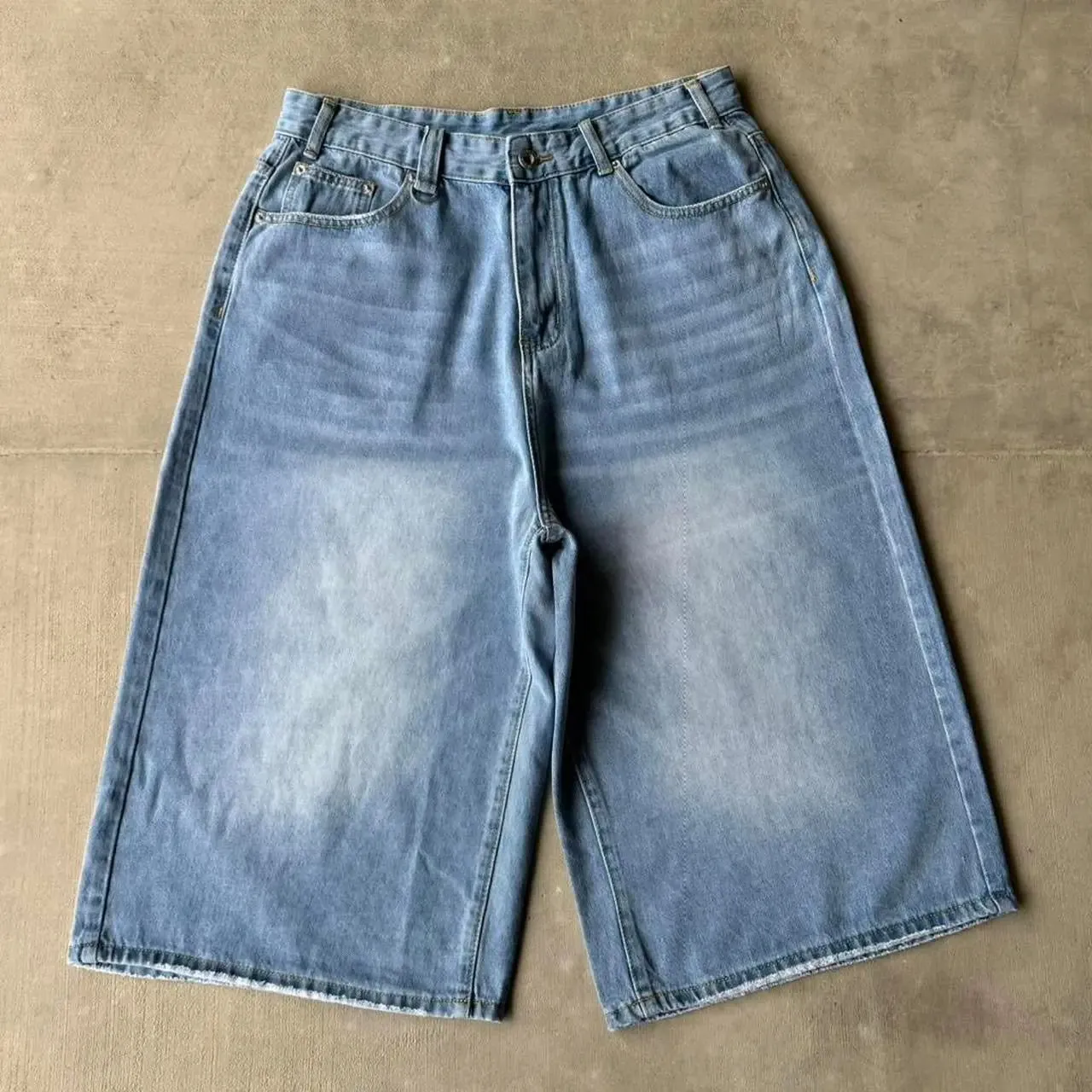 Faded Light Blue Baggy Long Jorts