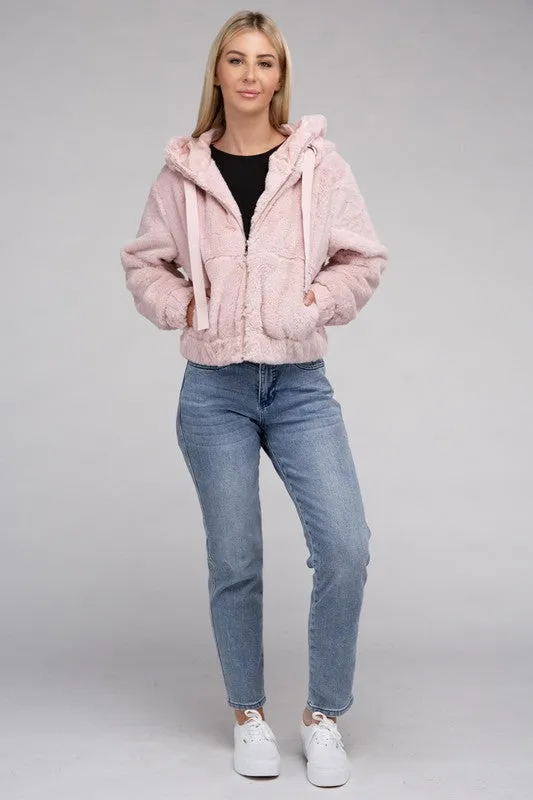 Fluffy Zip-Up Teddy Hoodie