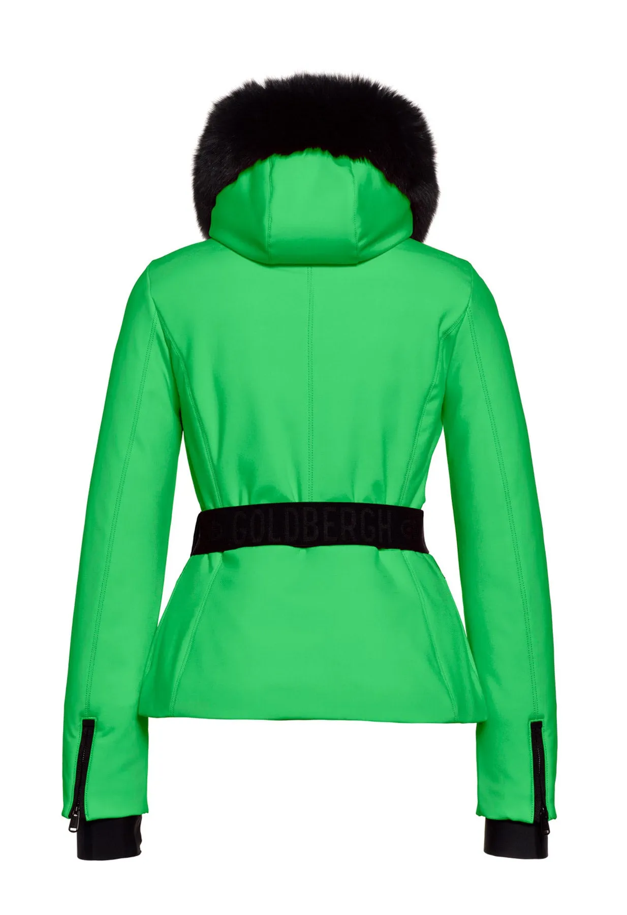 Goldbergh Hida Green Ski Jacket with Real Fur Trimmed Hood