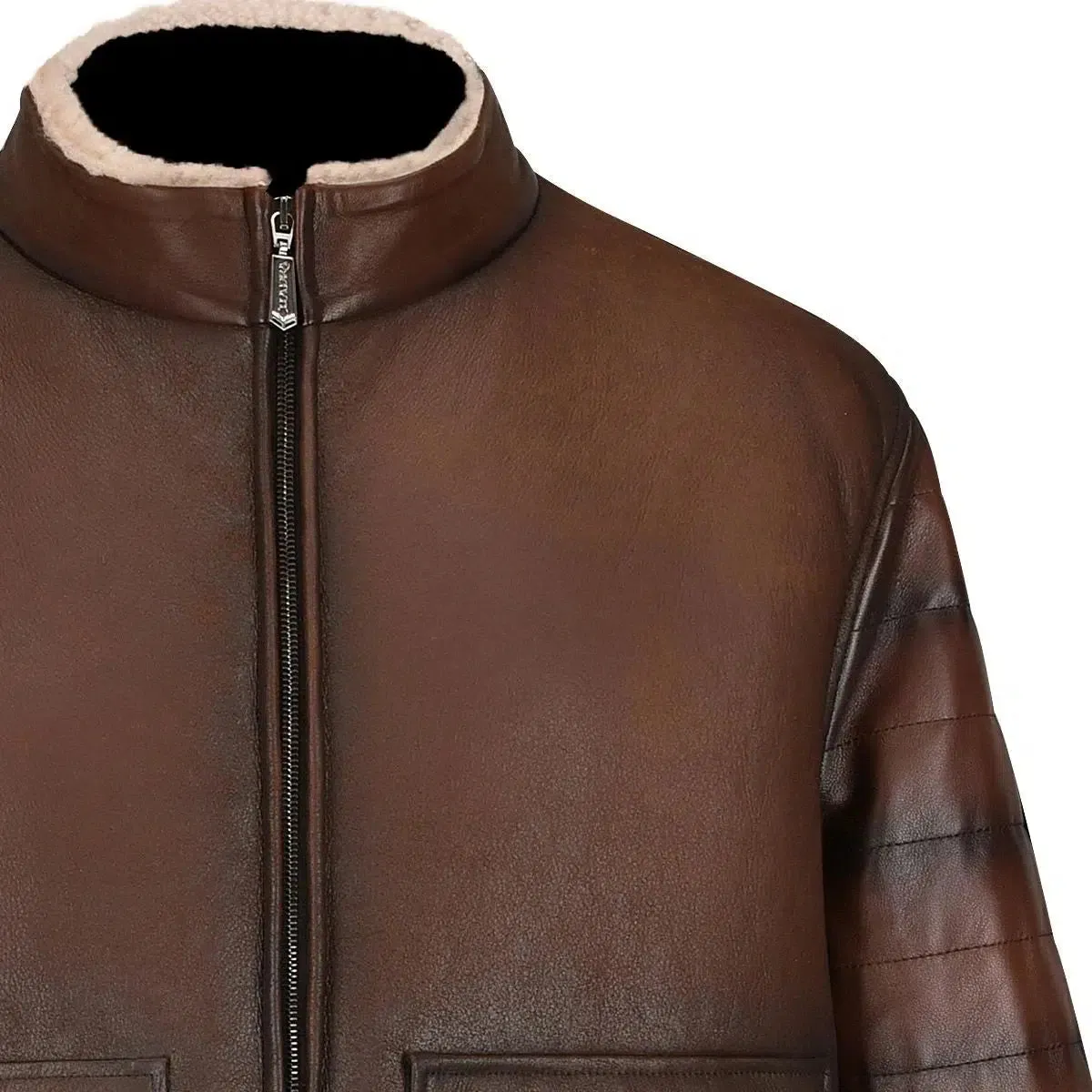 H309BOC - Cuadra brown casual fashion sheepskin leather shearling jacket for men