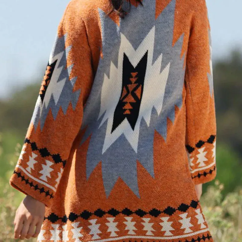 Halloween Multi-color Patterned Knit Cardigan