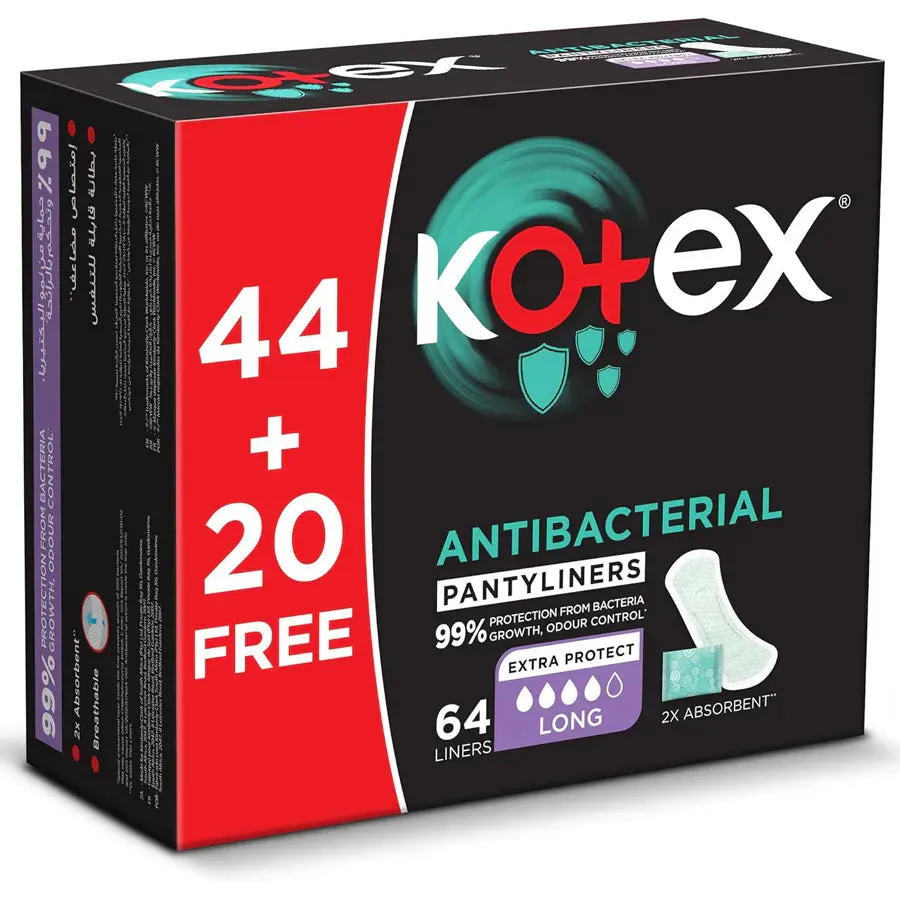 Kotex Antibacterial Liners 64's