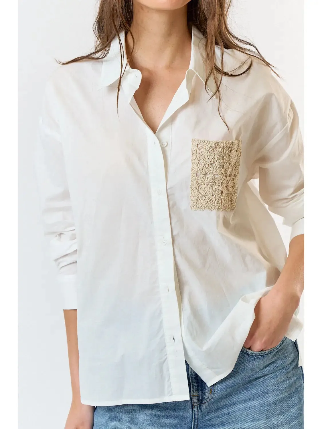 LIGHTWEIGHT BUTTON DOWN CROCHET POCKET