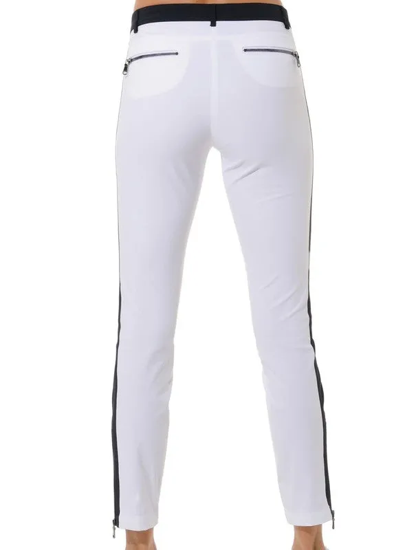 MDC Double Zip Ankle Pant - White/Navy