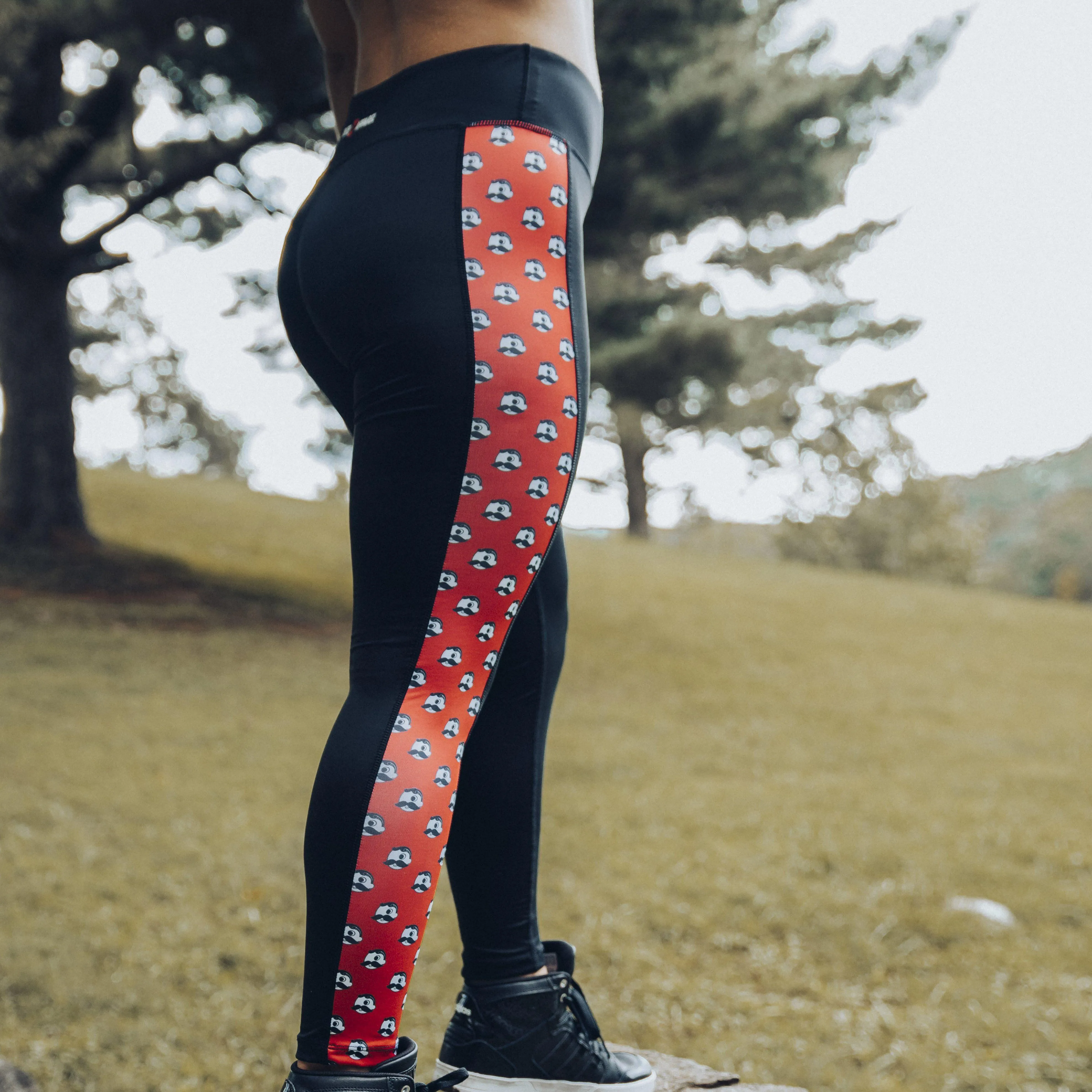 Natty Boh Logo Red Sides (Black) / Yoga Leggings