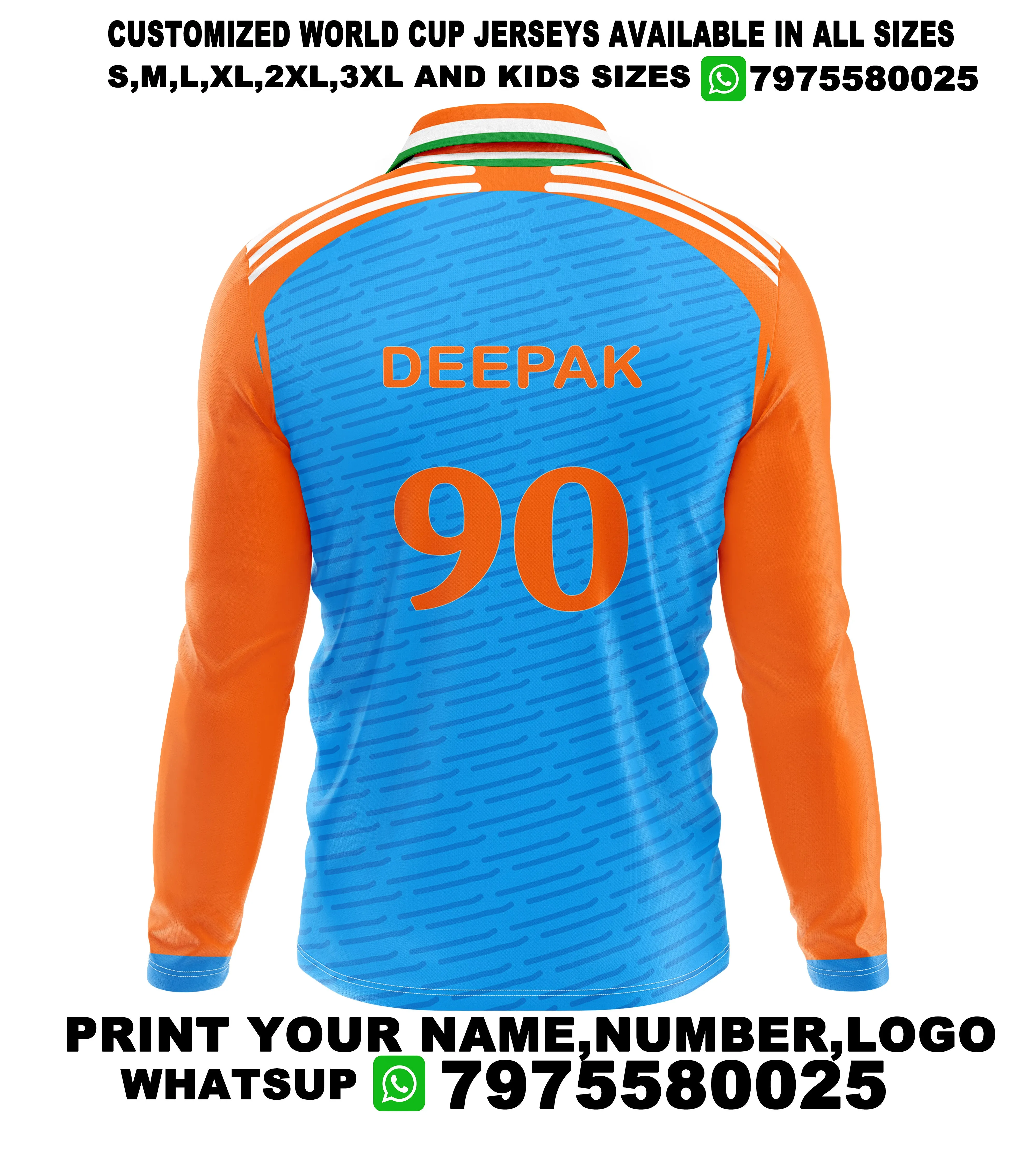 Nextprint Deepak Printed India Cricket 2024 World Cup Jersey Full Sleeve