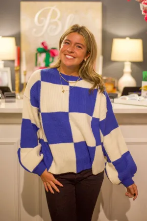 Oversized Checkered Knit Sweater