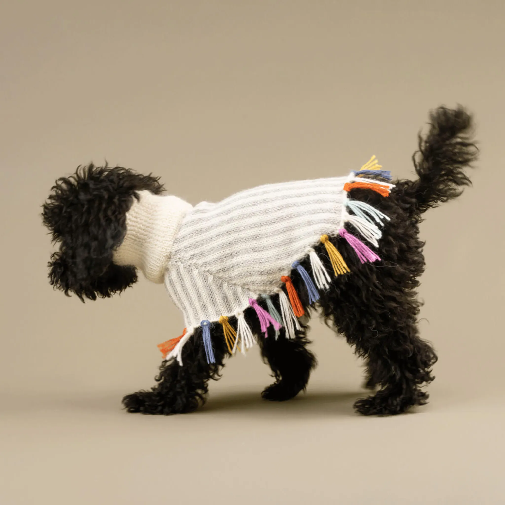 Rainbow Tassel Sweater Poncho For Dogs