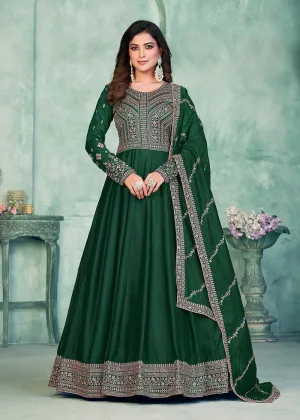 Tempting Green Art Silk Festive Style Anarkali Suit