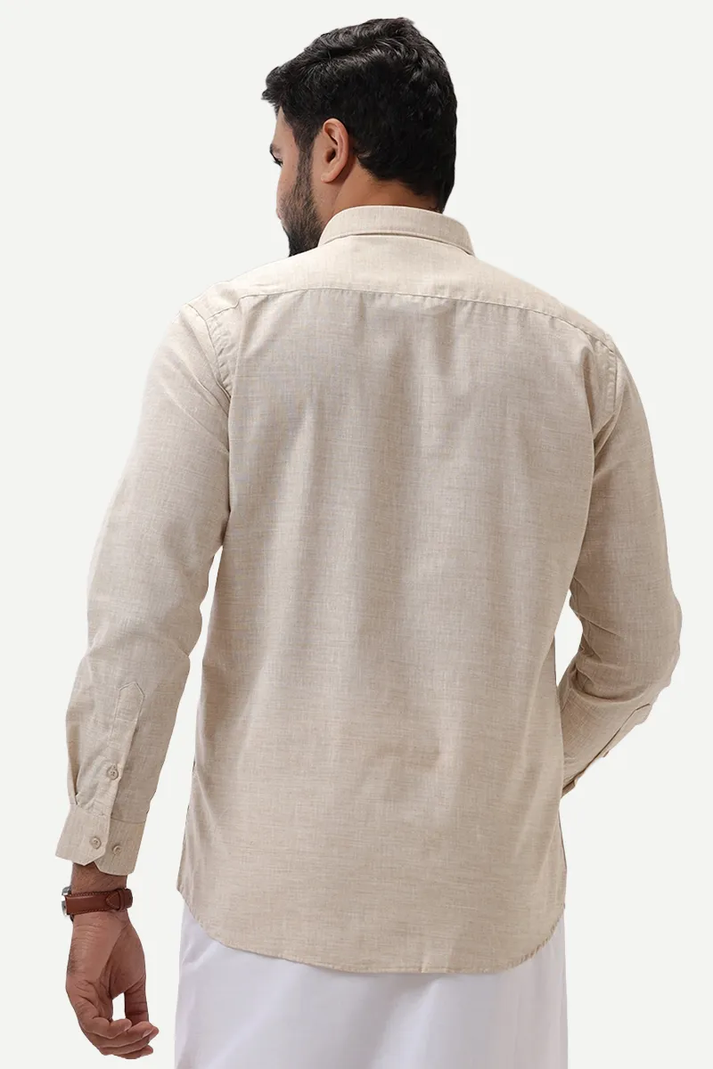 Thaksha - Light Tan Formal Shirts for Men | Uathayam