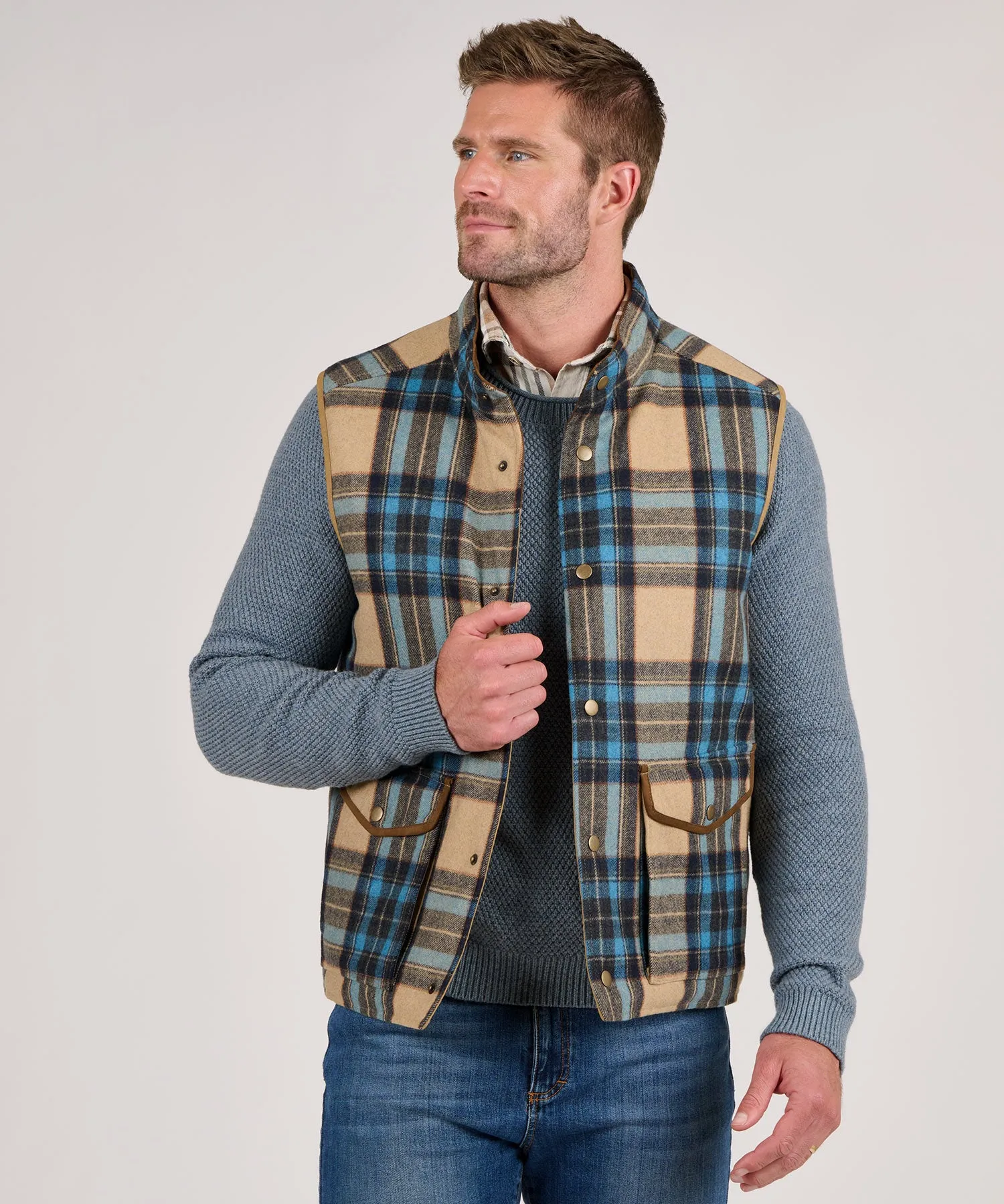 Westport Black Reversible Quilted Plaid Vest