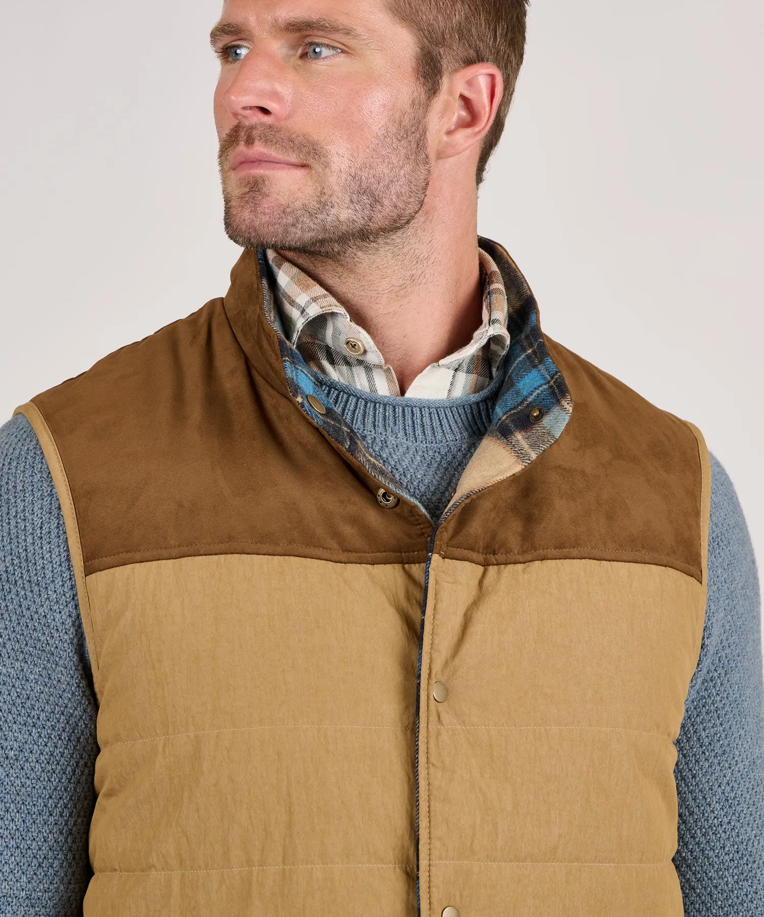 Westport Black Reversible Quilted Plaid Vest