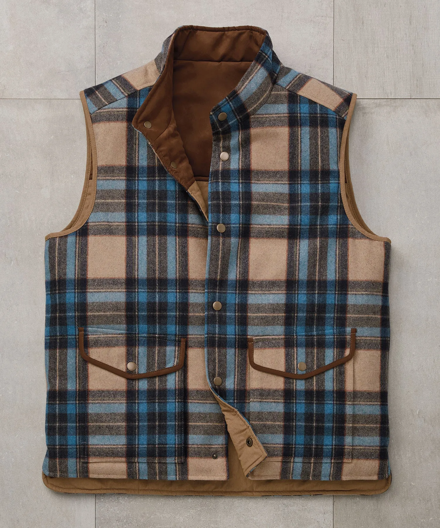 Westport Black Reversible Quilted Plaid Vest