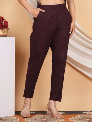 Women’s Linen Cotton Palazzo Pants – Effortless Style & Breathable Comfort | Wine Red