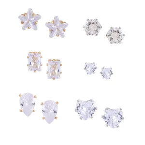 Yellow Chimes Combo Earrings For Women Crystal Studded Studs Different Designs Set Of 6 Pairs Of Earrings For Women and Girls