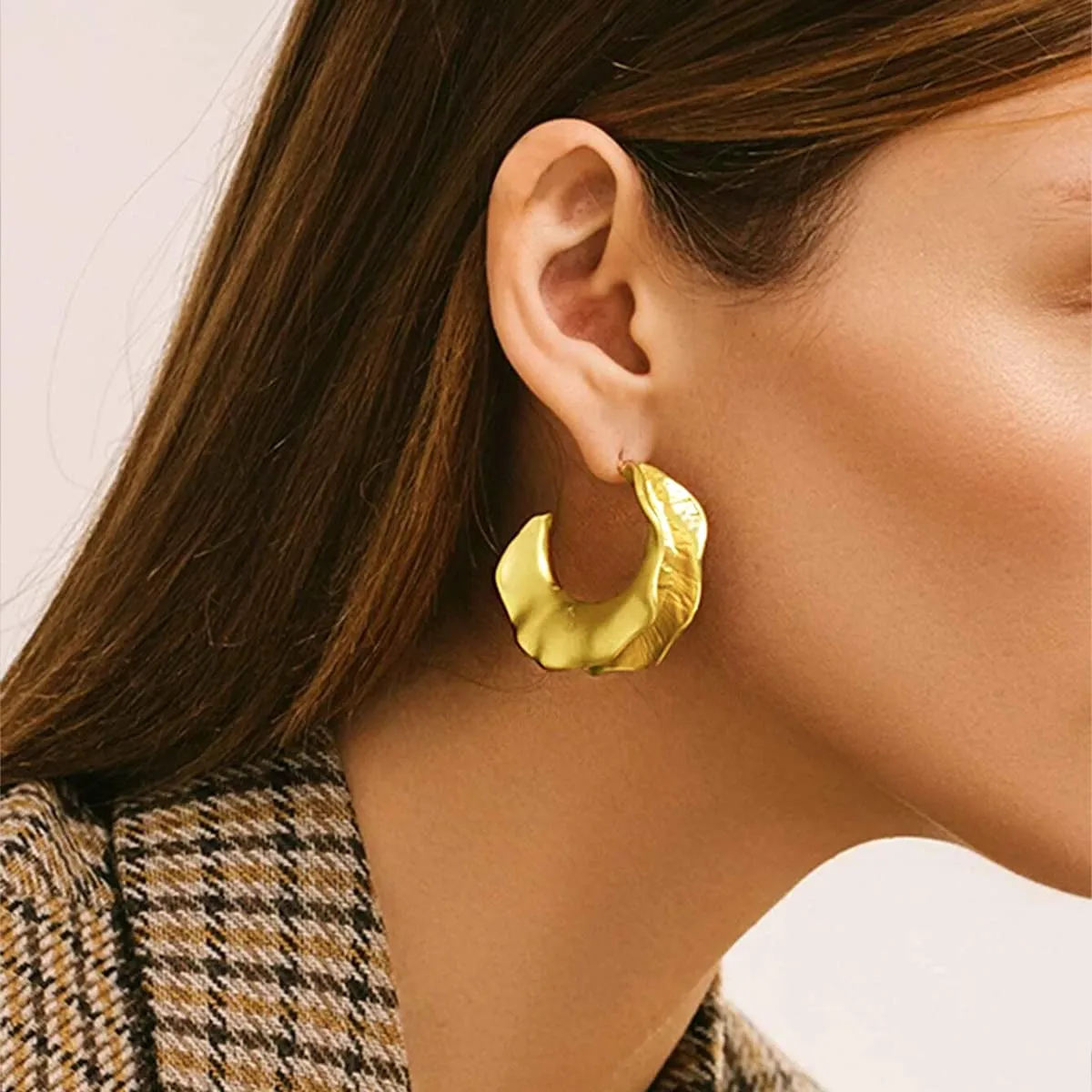 Yellow Chimes Earrings For Women Glamorous Gold Toned Leaflet Hoop Earrings For Women and Girls