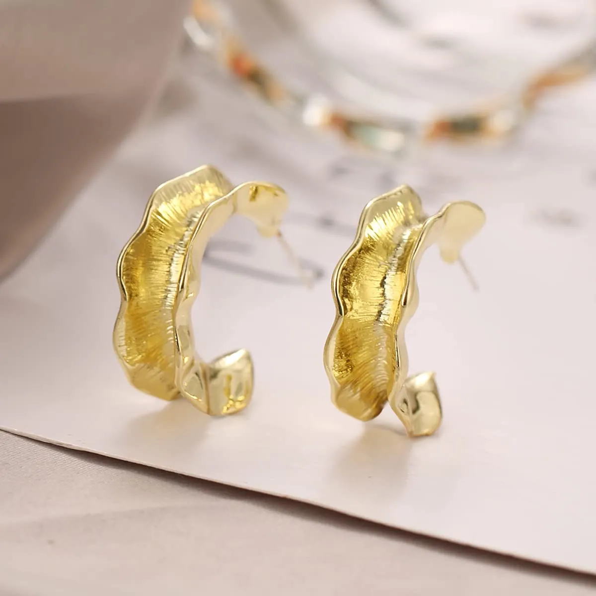 Yellow Chimes Earrings For Women Glamorous Gold Toned Leaflet Hoop Earrings For Women and Girls