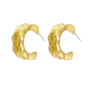 Yellow Chimes Earrings For Women Glamorous Gold Toned Leaflet Hoop Earrings For Women and Girls