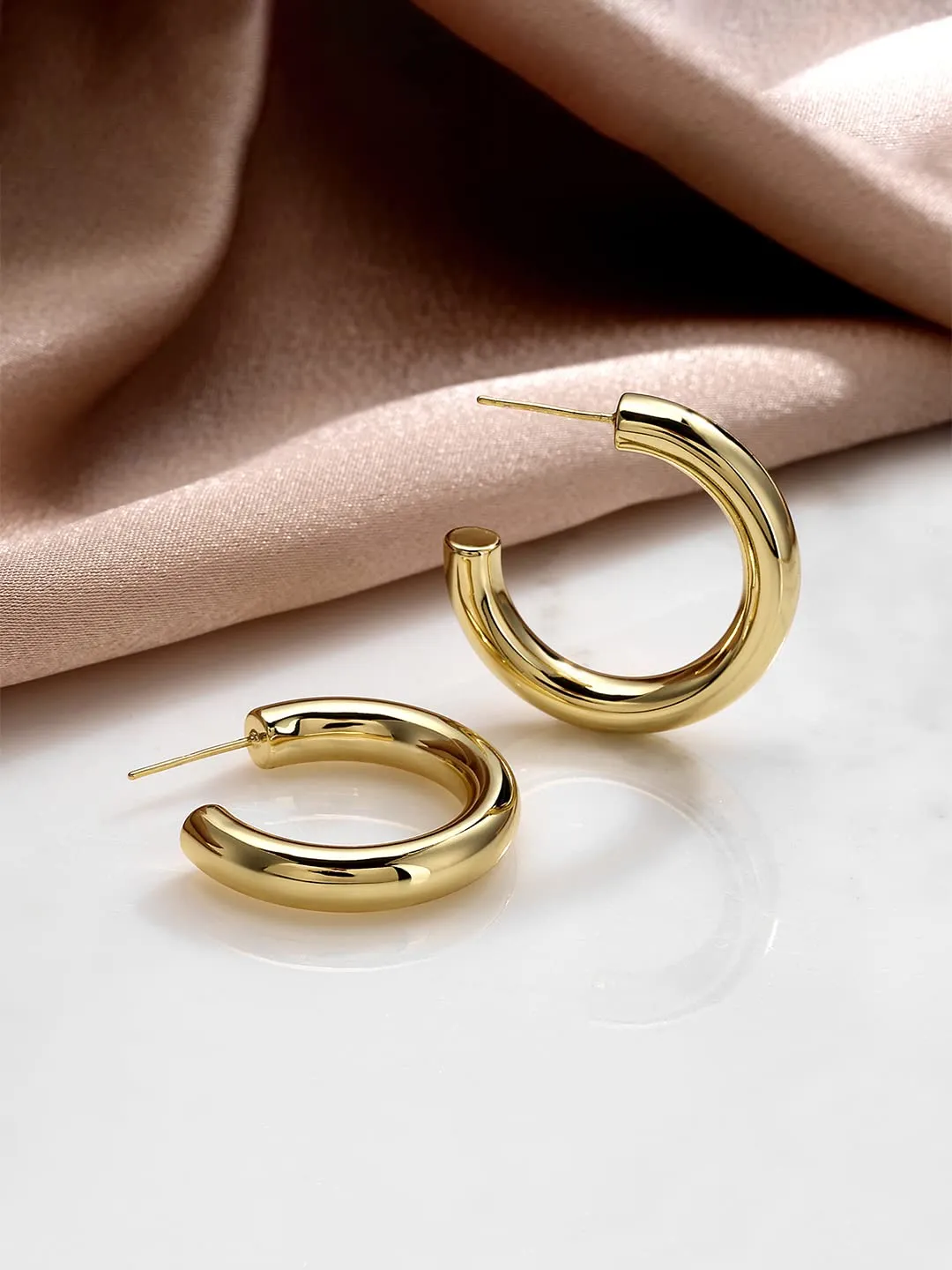 Yellow Chimes Hoop Earrings for Women Gold Plated Half Hoop Earring for Women and Girls