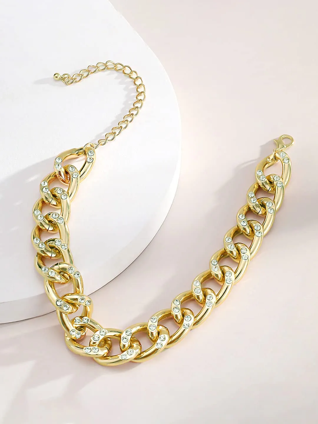 Yellow Chimes Necklace for Women and Girls Choker Chain Necklace for Women | Golden Cuban Link Chain Choker Necklace for Girls | Birthday Gift for girls and women Anniversary Gift for Wife