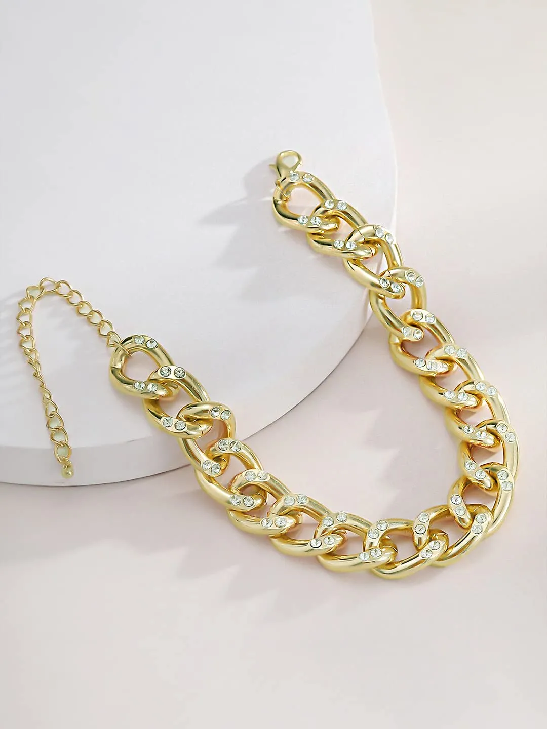 Yellow Chimes Necklace for Women and Girls Choker Chain Necklace for Women | Golden Cuban Link Chain Choker Necklace for Girls | Birthday Gift for girls and women Anniversary Gift for Wife