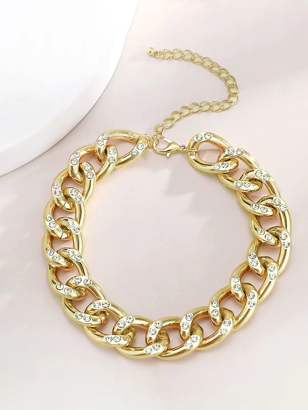 Yellow Chimes Necklace for Women and Girls Choker Chain Necklace for Women | Golden Cuban Link Chain Choker Necklace for Girls | Birthday Gift for girls and women Anniversary Gift for Wife