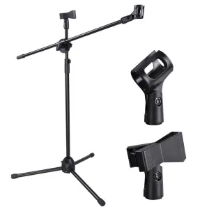 Yescom Microphone Boom Stand w/ 2 Mic Clips Adjustable Tripod